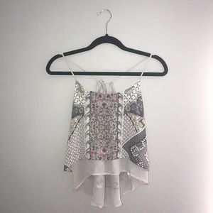 TOBI Gray Paisley Cropped High Low Tank Top